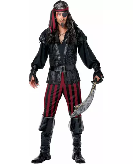 Randig piratmaskeraddräkt för herr, Storlek: Small, image 4