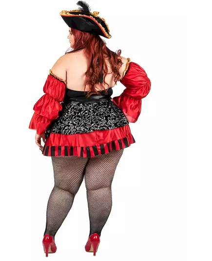 Lyxig röd piratmaskeraddräkt i stora storlekar dam, Storlek: XX-Large (46/48), image 3