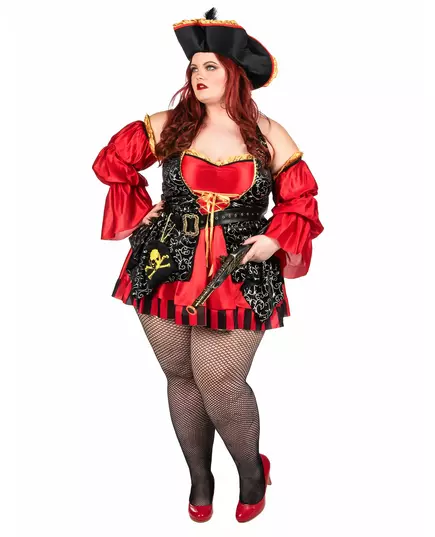 Röd piratmaskeraddräkt för dam – Premium, Storlek: Small (38/40), image 4