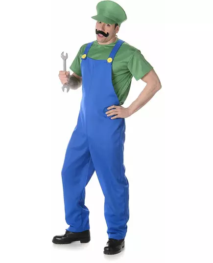 Grön maskeraddräkt rörmokare herr, Storlek: Large, image 4