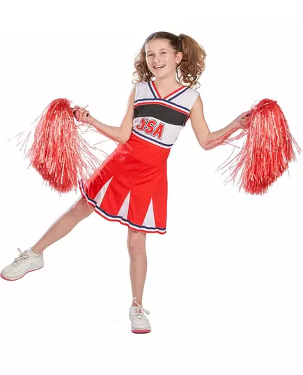 Maskeraddräkt USA-pompomflicka flicka, Storlek: 10-12 år (142-148 cm), image 4