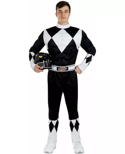Svart Power Ranger™ maskeraddräkt vuxen, Storlek: Large, image 3