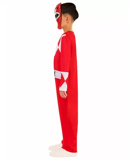 Klassisk röd Power Ranger™-maskeraddräkt barn, Storlek: 7-8 år (122 till 128 cm), image 3