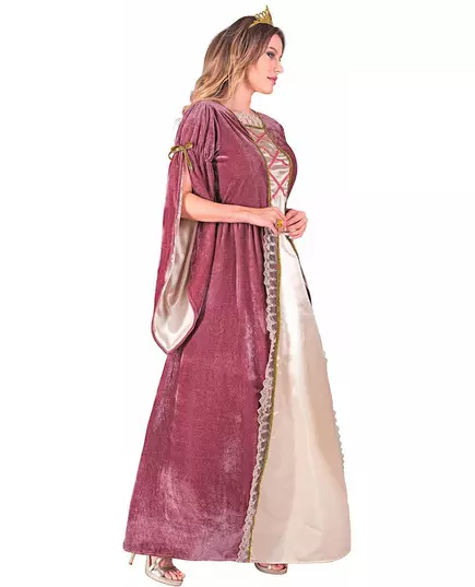 Rosa och vit medeltida prinsess-maskeraddräkt dam, Storlek: Medium, image 3