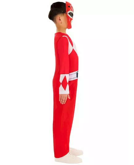 Klassisk röd Power Ranger™-maskeraddräkt barn, Storlek: 7-8 år (122 till 128 cm), image 4