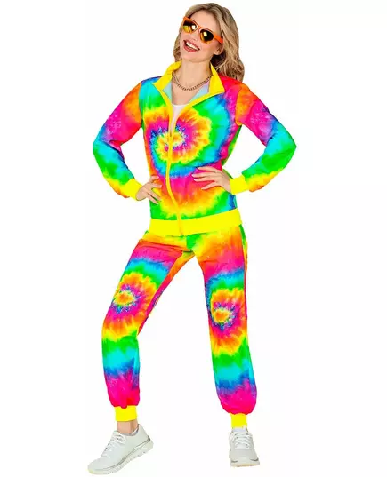 Fluorescerande tie-dye-träningsdräkt för vuxen, Storlek: Medium, image 4