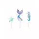3 holografiska sjöjungfru-caketoppers 24,5 cm