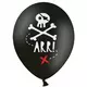 6 svarta latexballonger med piratfestmotiv 30 cm