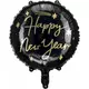Svart och guldfärgad aluminiumfolieballong Happy New Year 45 cm