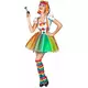 Clownmaskeraddräkt med flerfärgad ansiktsmålning dam, Storlek: Small