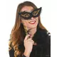 Svart och guldfärgad mask med spets på pinne vuxen