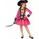 Rosa och guldfärgad piratmaskeraddräkt för flickor, Storlek: 4-6 år (110-120 cm)
