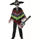 Skelettponchomaskeraddräkt Dia de los muertos barn, Storlek: 7-9 år (130-145 cm)