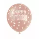 6 latexballonger happy birthday med vita och rosa prickar 30 cm, image 2