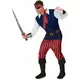 Piratmaskeraddräkt med röda och svarta ränder herr, Storlek: X-Large, image 2